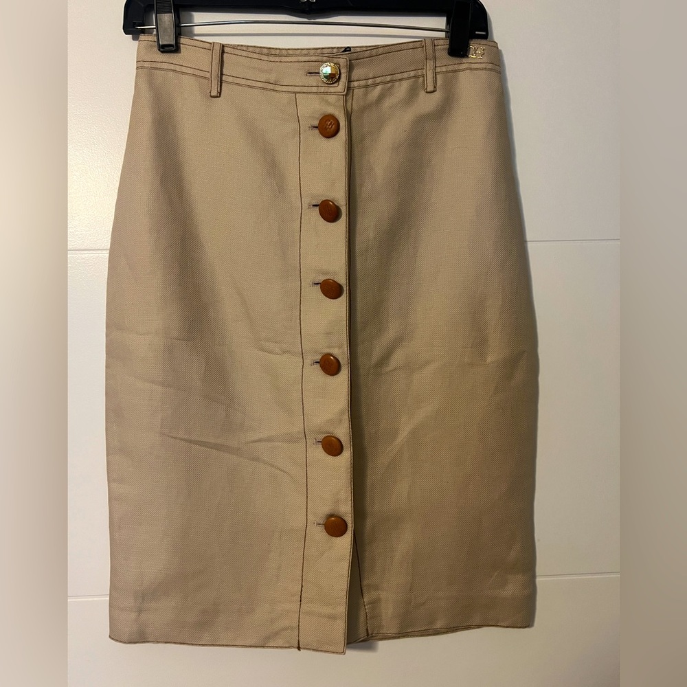 New Carolina Herrera Linen pencil Skirt, Women Color Beige, Size 2